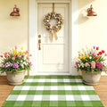 Buffalo Plaid Outdoor Rug 27.5" x 43" Grass Green and White Checkered Area Rug Washable Doormats Indoor Outdoor Rugs for Layered Front Door Mats, Porch, Entryway, Kitchen, Farmhouse