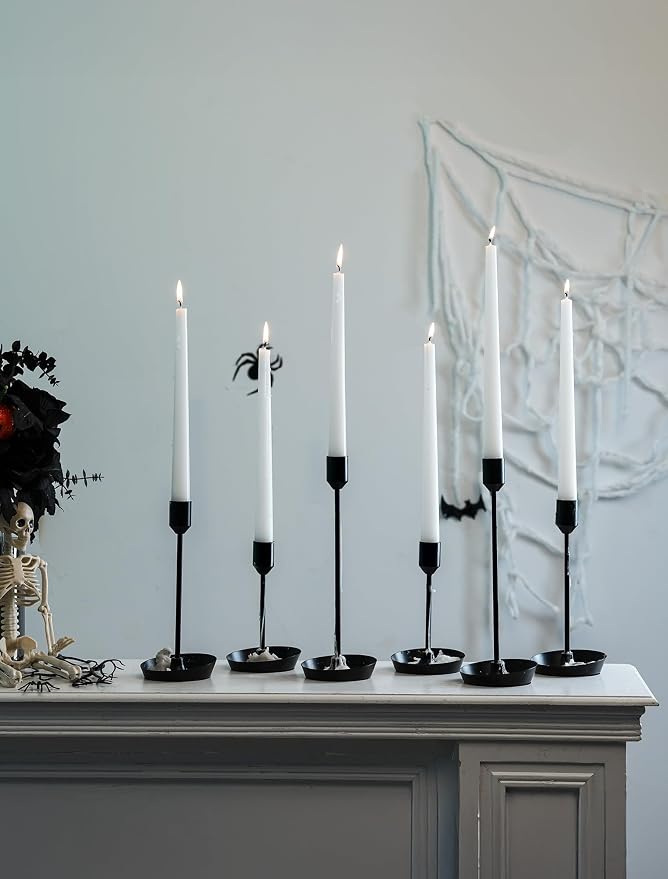 NUPTIO Black Candlestick Holders for Table: 6 Pcs Taper Candle Holders Bulk