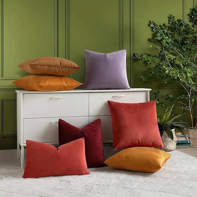 16x24 Pillow Covers Set of 2 Decorative Velvet Throw Pillow Covers,Orange