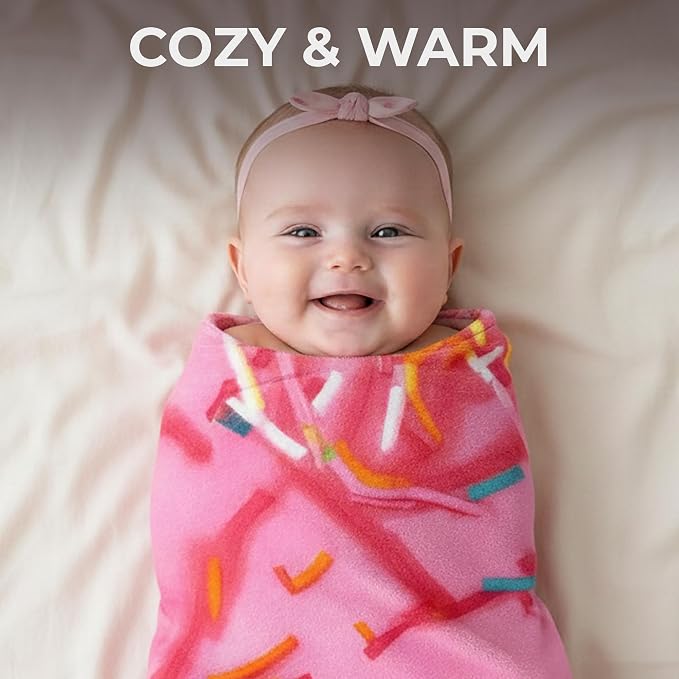 Zulay Kitchen Donut Blanket - Novelty Big Donut Blanket Adult and Kids - Premium Soft Flannel Round Pink Glazed Donut Blankets for Indoors, Outdoors, Travel, Home 285 GSM - 36 Inches