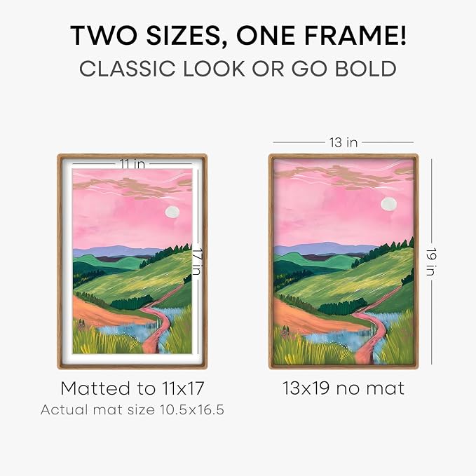 Homeforia 13x19 Mortise&Tenon Natural Oak Picture Frame, 11x17 Mat, Glass