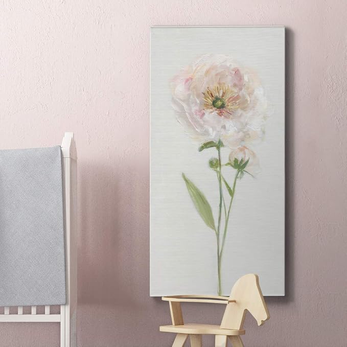Renditions Gallery Canvas Floral Wall Art Modern Decorations Paintings Single Stem Peony Glam Romantic Artwork Canvas Wall Hanging for Bedroom Office Kitchen Prints - 12"x24" LT43