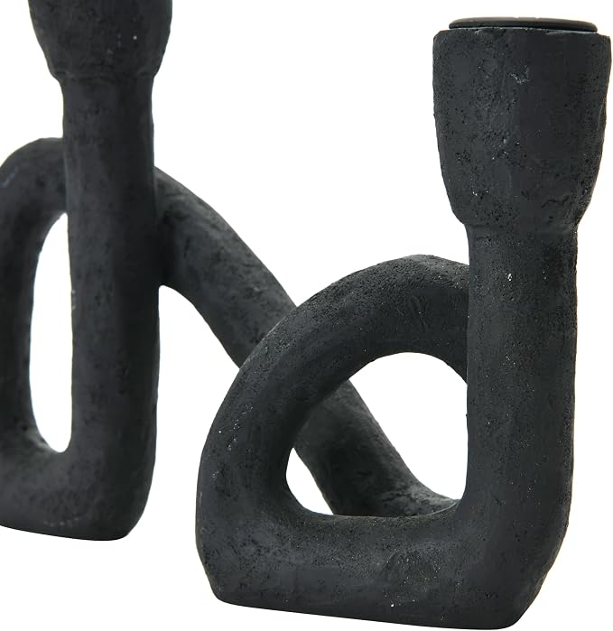 Bloomingville Decorative Resin Double Taper Candle Holder, Black (Pack of 8)
