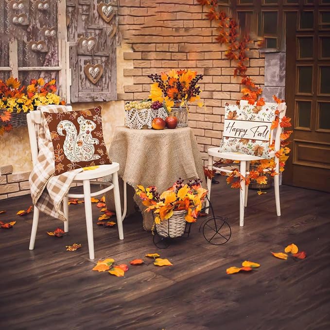 ONFAON Fall Decorations for Home, Fall Pillow Covers 18x18 Set of 4, Thanksgiving Decorations Autumn Cushion Case for Couch(Fall08)
