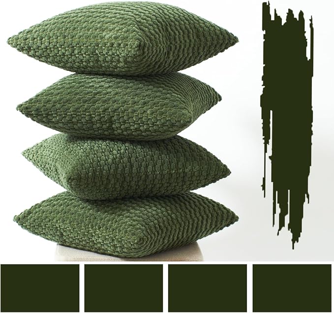 Boho Corduroy Throw Pillow Covers 20x20 Inch Set of 4 Soft Plush
