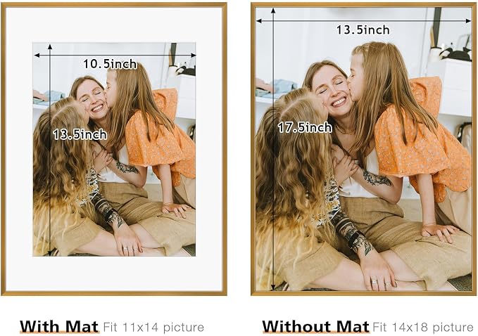 Frametory 2 Pack 14x18 Aluminum Frame with Mat for 11x14 Photo, Bronze
