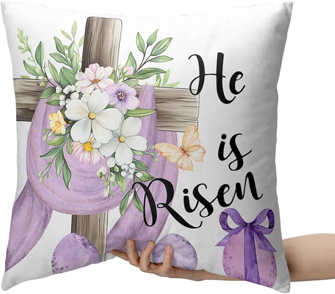 Purple Easter Bunny Pillow Covers 20x20 Inch Set of 2 Spring Decor