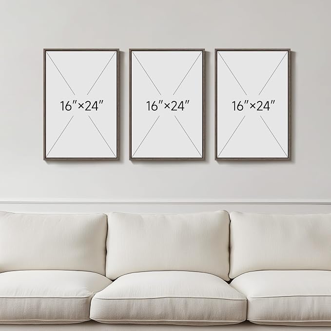 Framed 3 Piece Neutral Vintage Botanical Wall Art for Dining Room, 16x24 In | Wood Frame, Canvas prints, Rustic plants pictures, Modern farmhouse wall decor, Living room bedroom kitchen artwork
