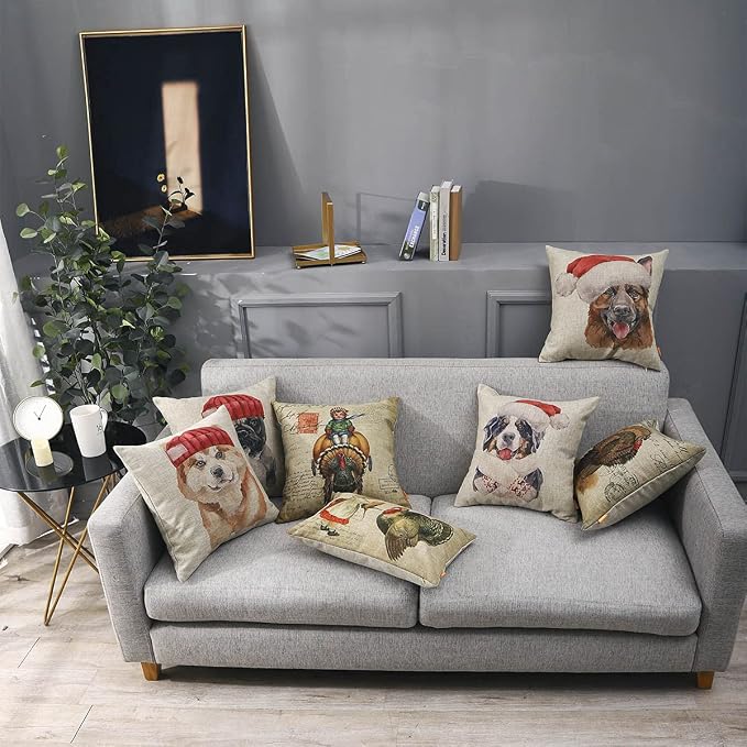 Thanksgiving Throw Pillow Covers 18x18 inches for Autumn Decorations Farmhouse Turkey Decorative Cushion Case Fall Decor Pillowcase Sofa Couch CC1831