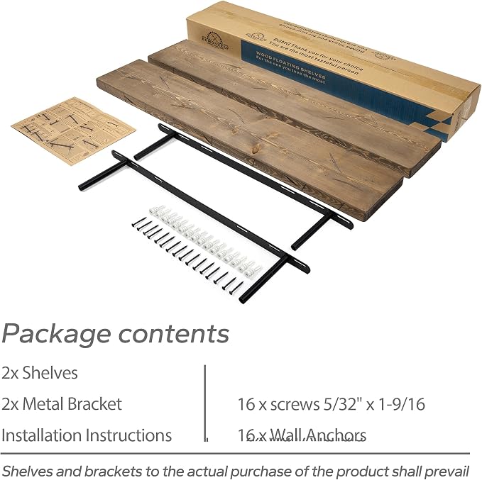 BGMG Floating Shelves 36 inch Long, Distressed Wide Rustic Wooden Wall Shelves for Bathroom Living Room Bedroom Kitchen Farmhouse Set of 2-36x6.7x1.25 inch-Distressed Walnut