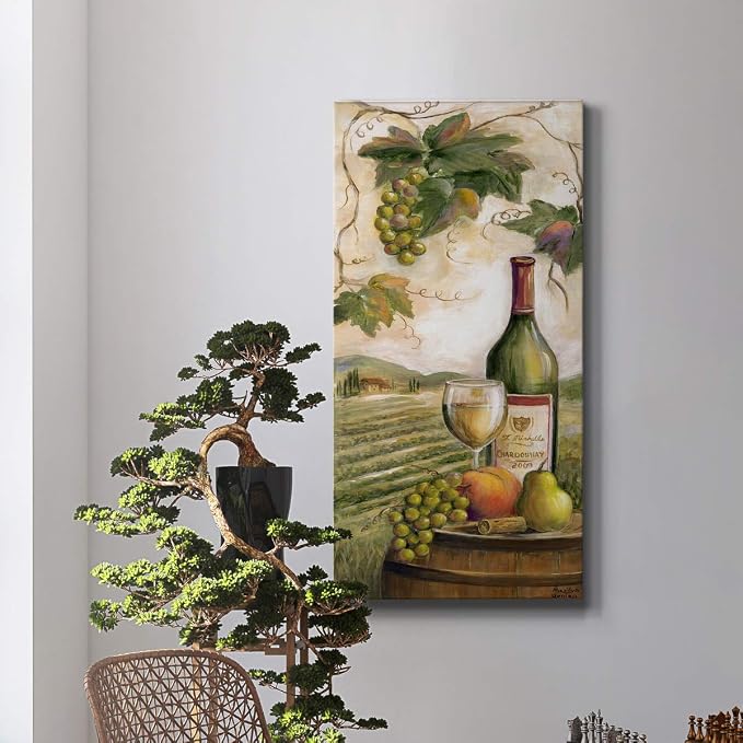 Renditions Gallery Canvas Wall Art Modern Paintings Decorations Country Red Wine Romantic Nature Wall Hanging Vegetable Canvas Artwork for Bedroom Office Kitchen Prints - 12"x24" LT43