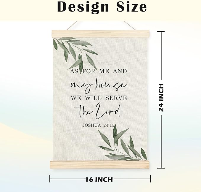 JINYO Christian Wall Art Decor, As For Me And My House We Will Serve The Lord Wall Art, Modern Christian Bible Verse Joshua 24:15 Print Framed Canvas Painting Artwork For Home Bedroom Living Room Office Decor, 16x24 Inches