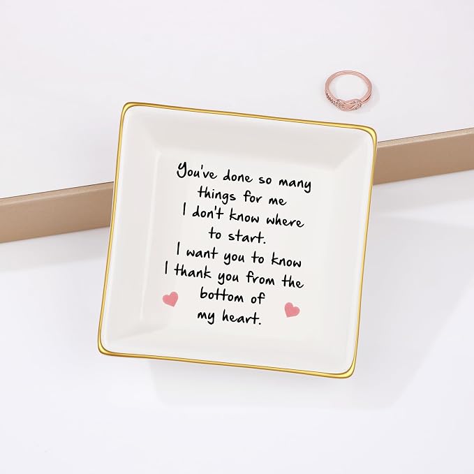 JoycuFF Thank You Gifts for Women Friends Teacher Coworker Retirement Gifts for Coworker Women Inspirational Ceramic Trinket Tray Farewell Gift for Colleague Leaving Job