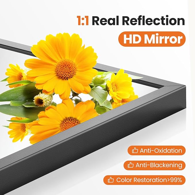 Sweetcrispy 31x32 Bathroom Mirrors for Wall, Arched Mirror for Over Sink | Metal Framed HD Shatter-Proof Glass, Decor Wall Mirror for Entryway, Living Room, Bedroom, Black