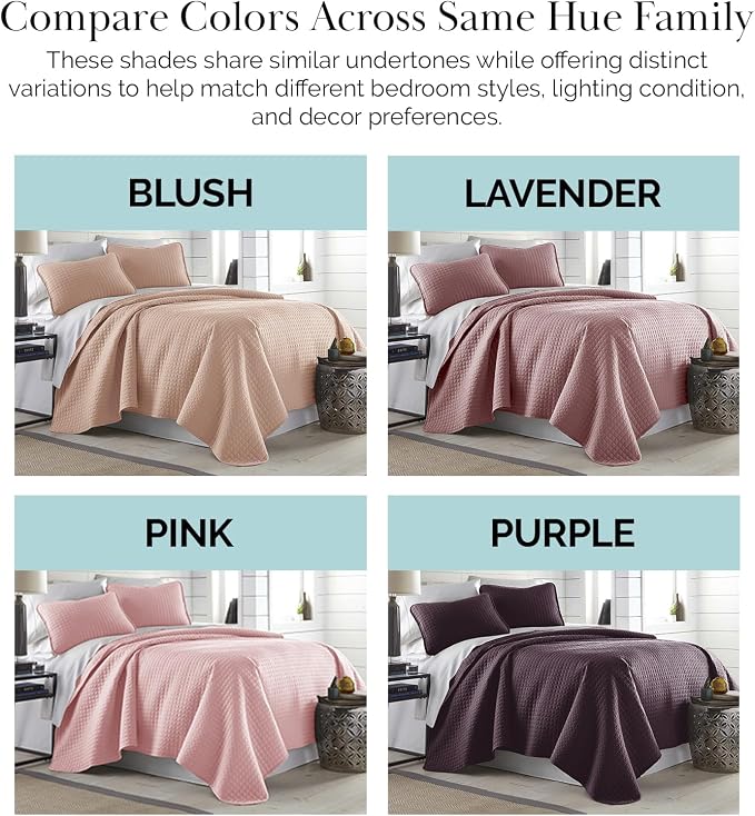 Southshore Fine Living, Inc. Quilts, Queen Size/Full Size Quilt Bedding Set, Stain & Pet Hair Resistant Bedding, Coverlet Queen Size/Full Size Lightweight Bedspread with 2 Pillow Shams, Purple