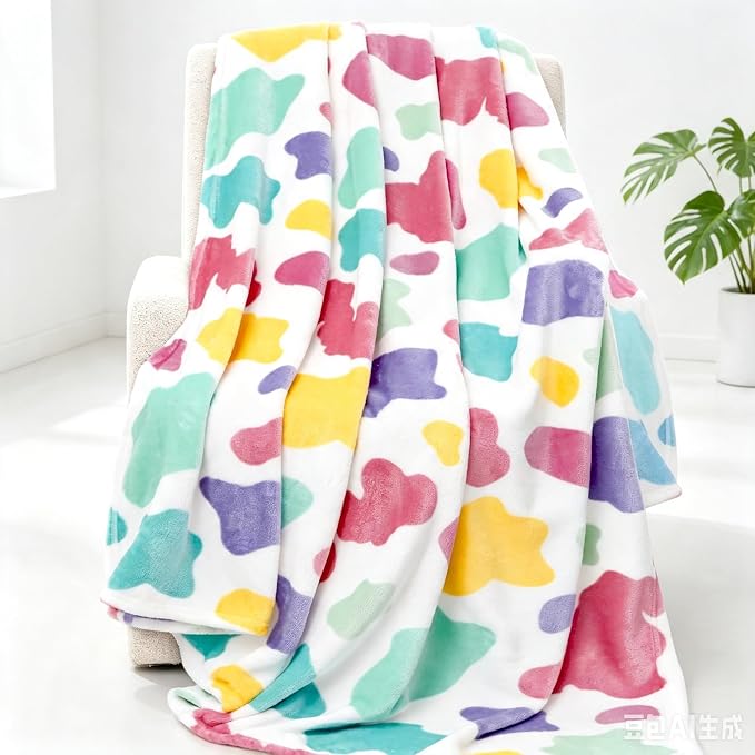 GEULAY Rainbow Blanket for Girls Boys, 50"x60" | Soft Cozy Warm, Colorful Fleece Throw, For Bed Couch, Boho Home Room Decor, Easter Basket & Birthday Gift