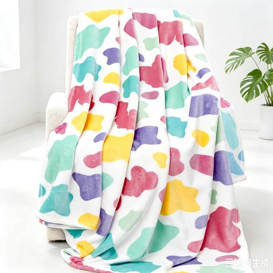 GEULAY Rainbow Blanket for Girls Boys, 50"x60" | Soft Cozy Warm, Colorful Fleece Throw, For Bed Couch, Boho Home Room Decor, Easter Basket & Birthday Gift
