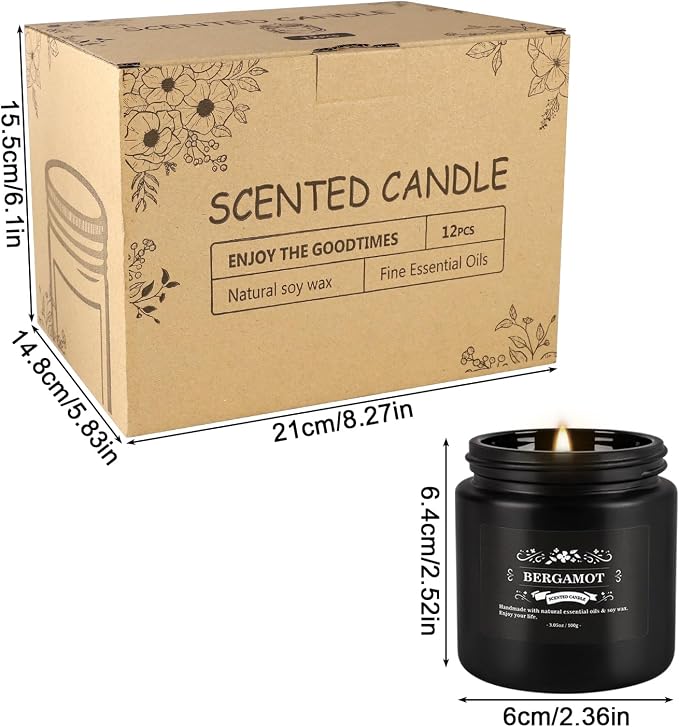 YOROXRG Scented Candles Gifts Set 12 Pack Soy Wax Travel Tin Jar Candles for Home 3.05 OZ for Mom for Christmas, Birthday, Thanksgiving, Mother's Day,Father'Day(Black)
