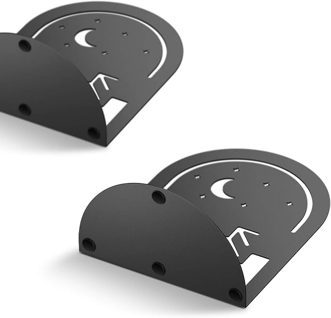 QiMing Stars Moon Ladder Bookends for Books,1 Pair Metal Dream Book Holders for Office Shelves Adults Gift(Black)
