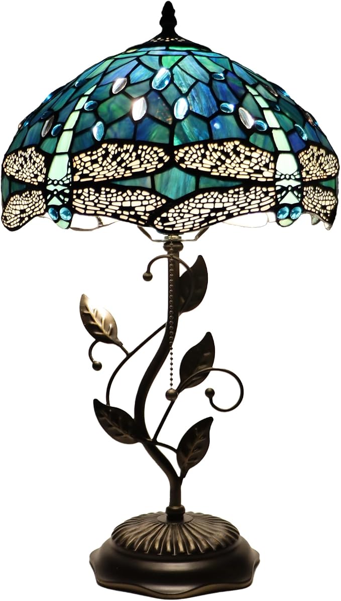 Tiffany Table Lamp Stained Glass Bedside Reading Light W12H19 inch
