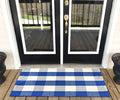 Levinis Buffalo Check Rug 2' x 3'- Cotton Washable Front Porch Rugs Door Mats Hand-Woven Checkered Plaid Rug for Entry Way/Kitchen/Bathroom/Bedroom, (Blue and White Plaid, 23.6"x 35.4")
