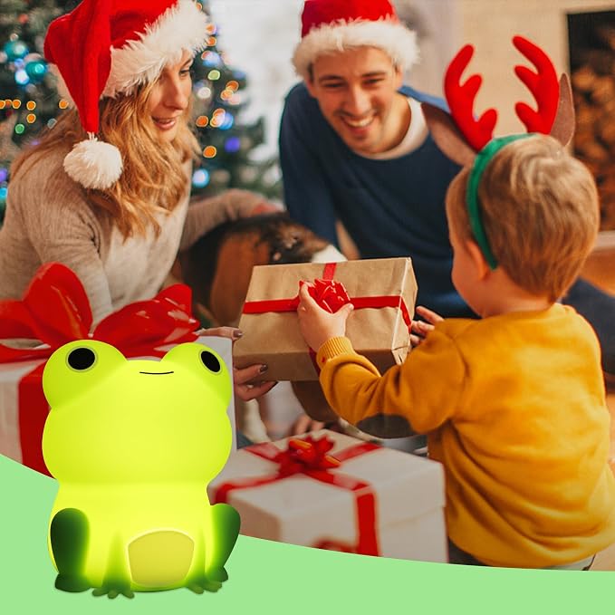 Attivolife Cute Frog Night Light for Kid, Squishy Animal Silicone Lamp, Rechargeable Portable and Dimmable Touch Control, Best Bedroom Bedside Decor Christmas Birthday Gift for Boy Girl Toddler