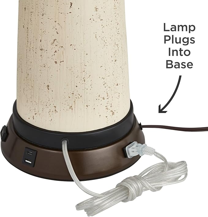 Rocco 30" Large Table Lamp Blue Ceramic USB Workstation Base Handmade
