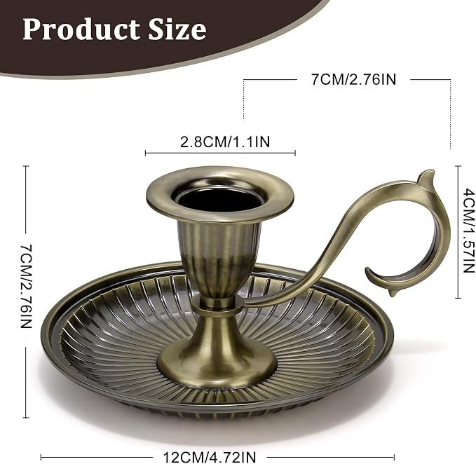 1pcs Vintage Candlestick Holders Brass Candle Stick Holders Decor with Handle for Centerpiece Party Wedding Table Home Decor Gift