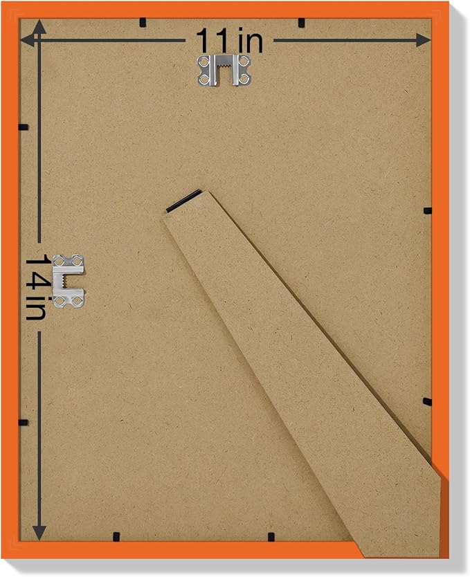 Vittanly 11x14 Picture Frames Set of 9 for Wall Mounting, Orange | Display Pictures 8x10 with Mat or 11x14 without Mat, Engineered Wood with Shatter Resistant Plexiglass, Gallery Photo Frames