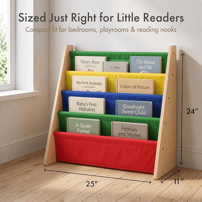 Humble Crew Kids Bookshelf, Montessori Front Facing Toddler Bookcase 4 Tier