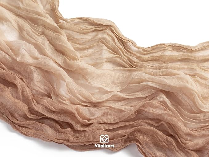 Vitalizart Cheesecloth Table Runner Light Nude White 10ft Gauze Boho Rustic | 120 Inches Long Soft Durable Cheese Cloth Table Runner for Wedding Baby Shower Fall Thanskgiving Decoration