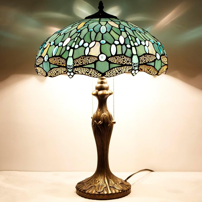 WERFACTORY Tiffany Lamp Stained Glass Bedside Table Lamp Desk Reading Light