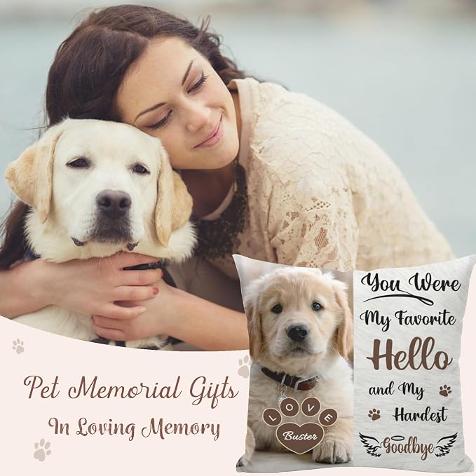 Alienc Personalized Pet Memorial Gifts for Dogs Cats, Custom Pet Memorial Throw Pillow Cover (Optional Pillow Insert), Loss of Dog Sympathy Gift