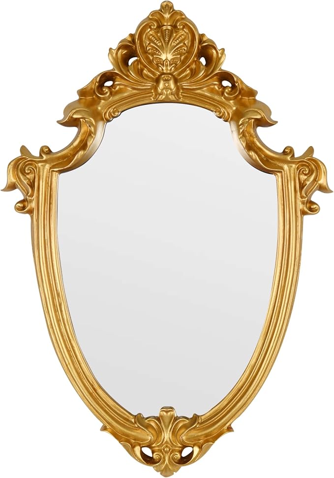 OIGUMR Shield Vintage Mirror Mirror Wall Decor (16.5 x 11.3 inch Gold)