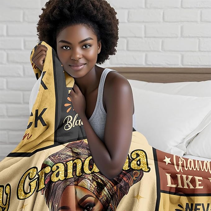 African American Grandma Gifts Blanket 60"X50", Black Grandma Birthday Gifts, Afro Encouragement Inspirational Gift Idea for Nana Women Mother's Day