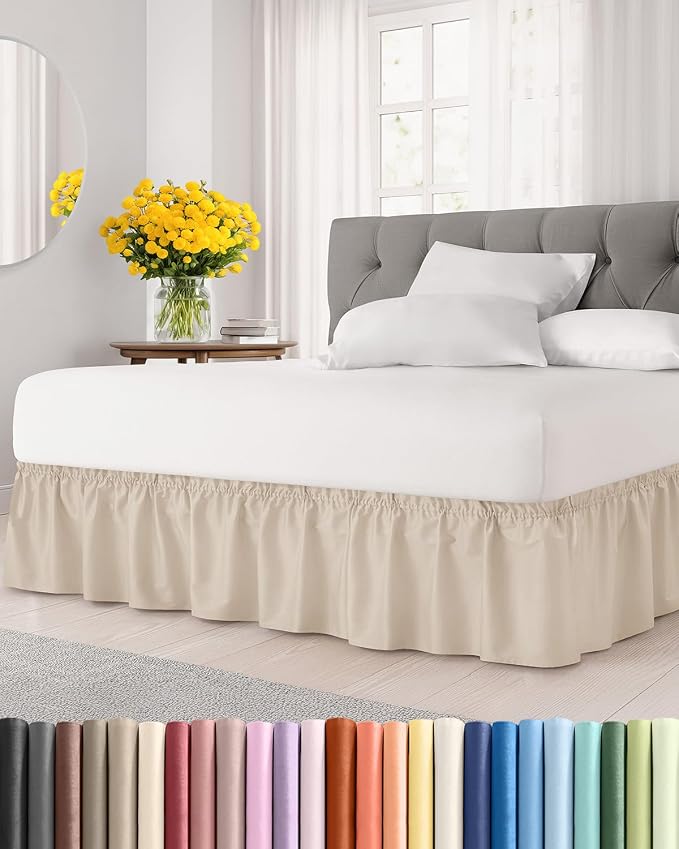 Wheat Twin Bed Skirt 14 Inch Drop Wrap Around Dust Ruffle