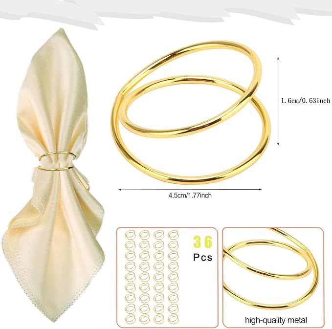 Gold Napkin Rings - 36 PCS Metal Spiral Napkin Rings(Spiral) | Napkin Holders Buckles for Family Dinner, Wedding, Party,Table Decorations