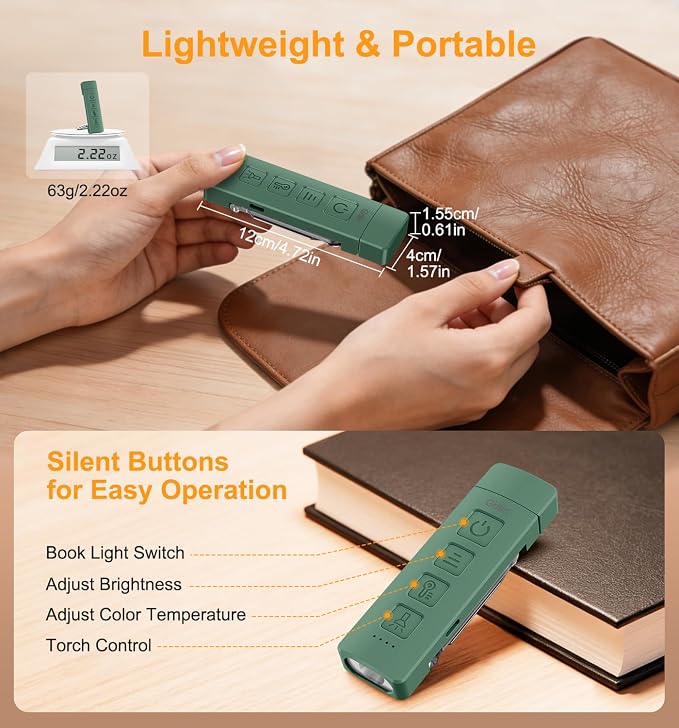 Gritin 2026 Gen 2 Rechargeable Book Light,2-in-1 Reading Light & Flashlight
