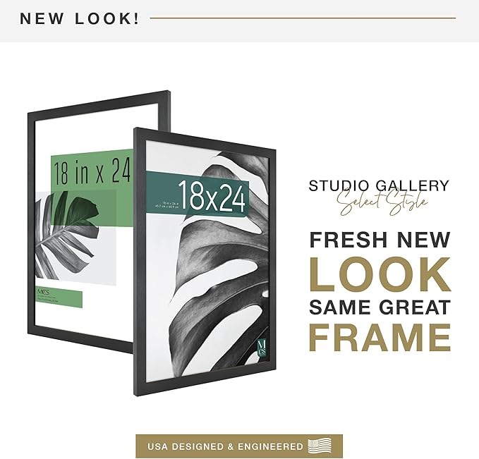 MCS Studio Gallery Poster Frame, 18x24, Black Woodgrain, 1-Pack
