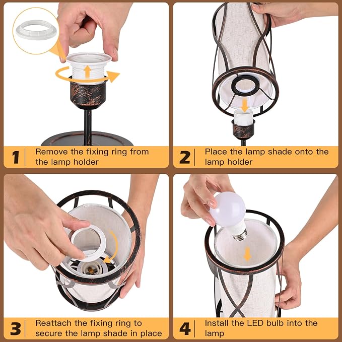 Distressed Table Lamps for Living Room, 3 Way Dimmable Touch Lamps, Small Bedside Lamps with LED Bulbs, USB Ports C+A, Nightstand Lamp for Kids Room, Bedroom, Office (2 Pack Iron)