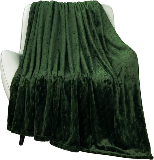 TOONOW Fleece Blanket Super Soft Cozy Throw Blanket 50" x 60", Lightweight Fuzzy Comfy Textured Flannel Blanket Warm Plush Throw Blankets for Couch, Sofa, Bed, Olive Green