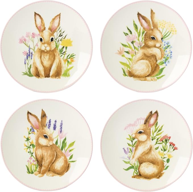 Lenox Bunny 4-Piece Easter Accent Plates, Appetizer Plate Set for 4