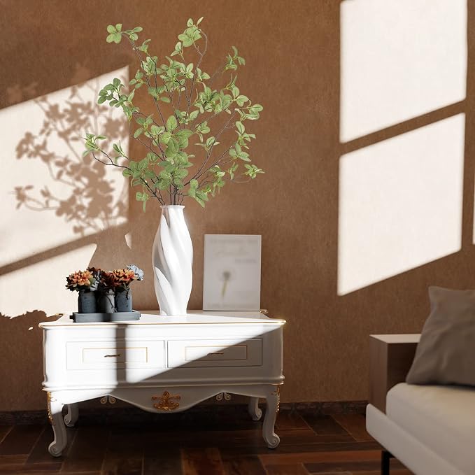 2 pcs Artificial Greenery Stems, 41.3’’ Tall Fake Plants Branches Faux Greenery Ficus Twig Leaf for Home Garden Shop Office Desk Decoration