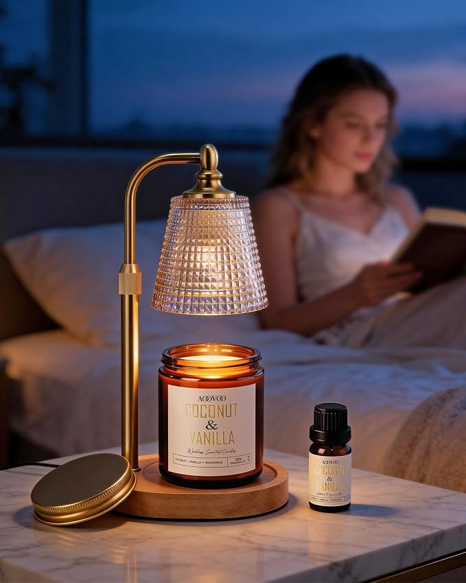 AOOVOO Coconut Vanilla Wickless Candle - Candle for Warmer Lamp | with 10ml Essential Oil for Custom Aroma, Flameless Non-Toxic Soy Scented