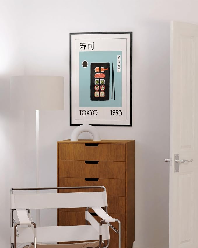 HAUS AND HUES Modern Kitchen Food Print - Japanese Sushi Poster, Asian Decor Wall Art, Sushi Decoration (Unframed 24x36)