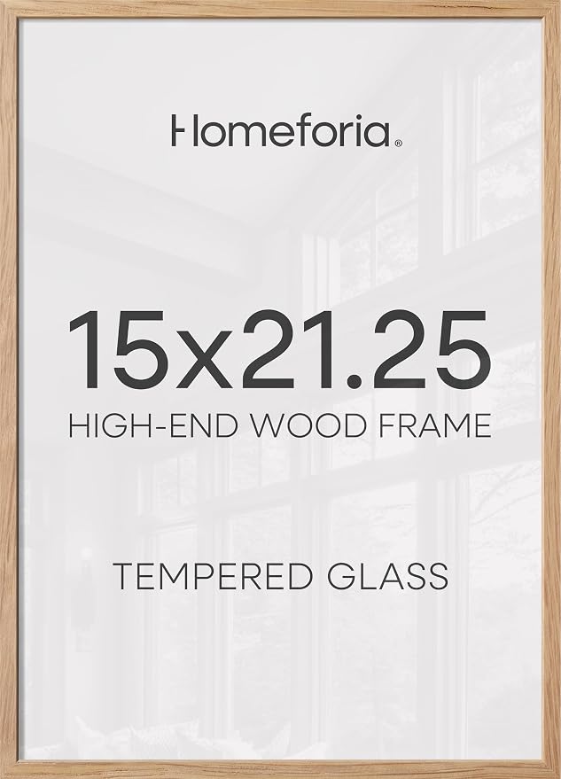 Homeforia 15x21.25 Natural Oak Puzzle Picture Frame, High-End Wood, Glass