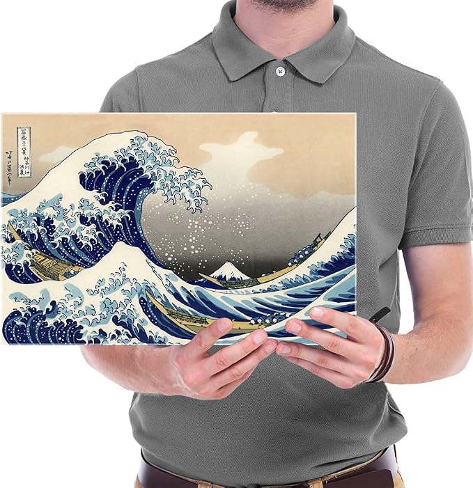 Wieco Art Canvas Prints Wall Art Ocean Beach Picture Paintings for Home Office Decorations Wall Decor Great Wave of Kanagawa Katsushika Hokusai Modern Stretched and Framed Landscape Sea Artwork