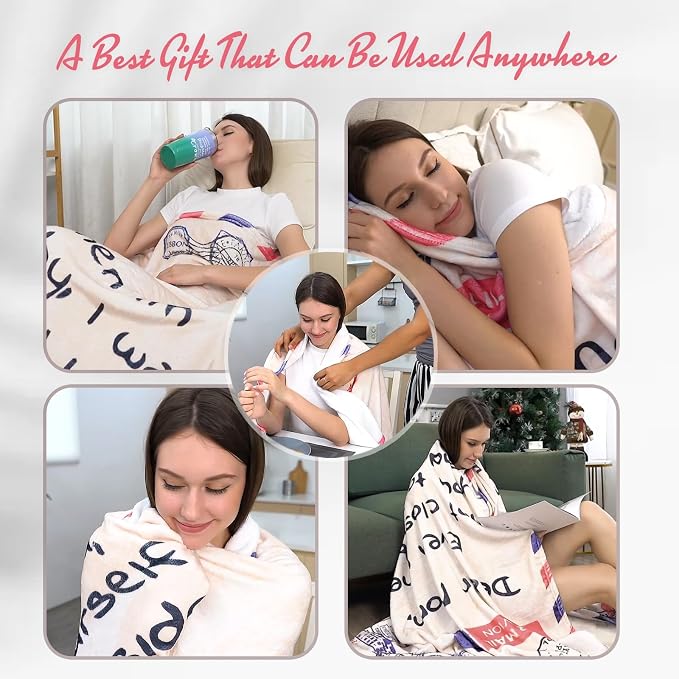 TURMTF Birthday Gifts for Mom from Daughter Son, Warm Soft Fleece Blanket for Women, Cozy Throw Blanket for Couch Bed Travel Mothers Day Presents