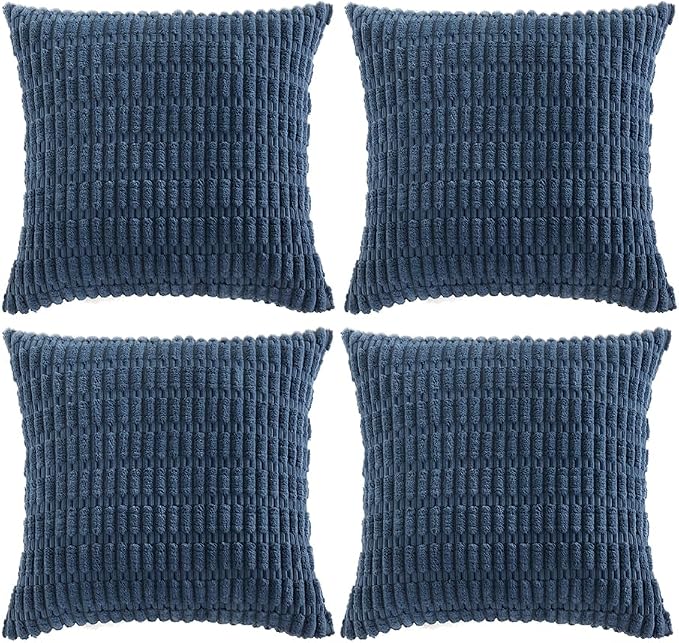 Fancy Homi 4 Packs Decorative Throw Pillow Covers for Living Room Couch Bed, Modern Farmhouse Boho Home Décor Accent Cushion Case, 18" x 18", Dusty Blue