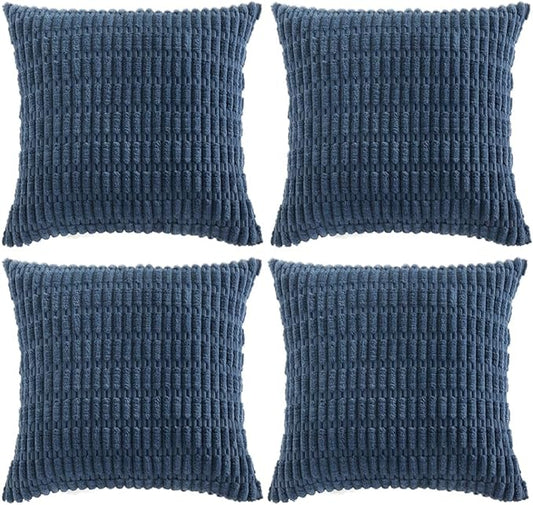Fancy Homi 4 Packs Decorative Throw Pillow Covers for Living Room Couch Bed, Modern Farmhouse Boho Home Décor Accent Cushion Case, 16" x 16", Dusty Blue